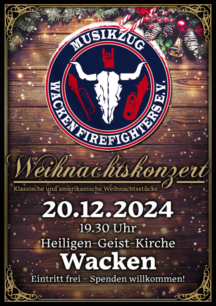 Flyer zum Weihnachtskonzert der Wacken Firefighters